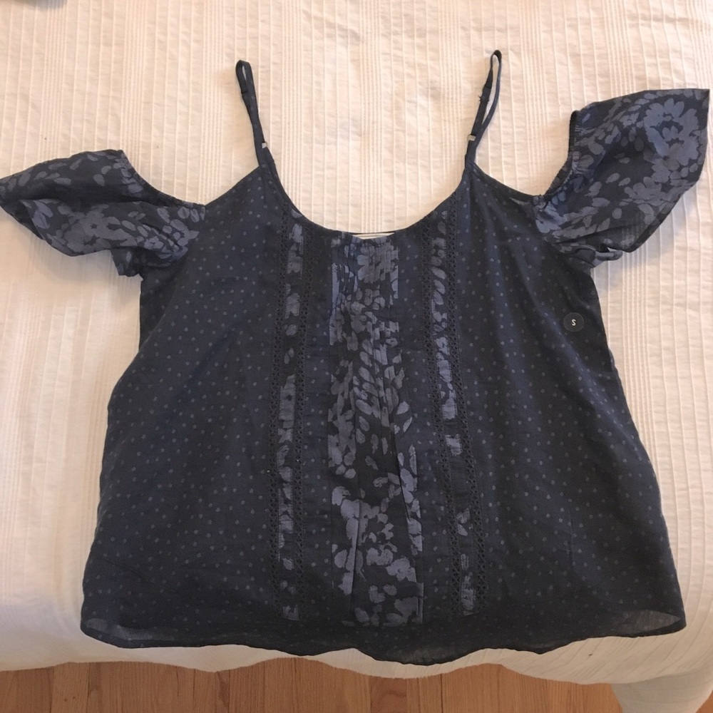 Abercrombie and Fitch Flowy Navy Blue Blouse